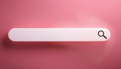Poster - A minimalistic search bar on a pink background, featuring a magnifying glass icon, symbolizing online search and exploration.