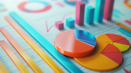 Poster - business statistics info graphics, pie charts, bar graphs, and numerical data, business growth analysis