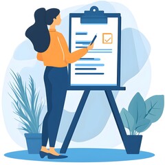 Poster - Woman Presenting Checklist on Flipchart