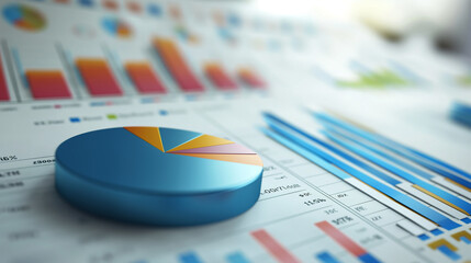 Poster - business statistics info graphics, pie charts, bar graphs, and numerical data, business growth analysis