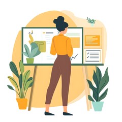 Poster - Woman Presenting Business Strategy on Whiteboard