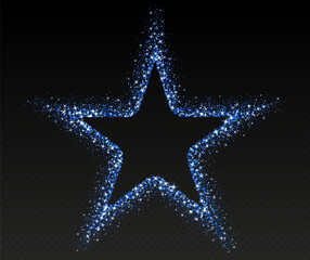 Wall Mural - blue glitter frame, shimmering border in star shape, festive holiday sparkles. christmas decoration.