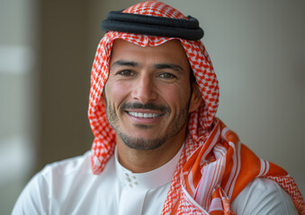 Portrait of a Man Wearing Agal and Keffiyeh