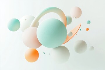 Poster - 3D abstract shapes, spheres and circles, simple geometry, simple shapes