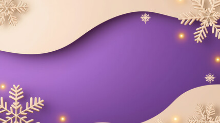 Poster - Abstract winter themed background with flowing waves, snowflakes, and soft lighting on a rich purple backdrop