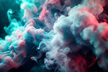 Wall Mural - vibrant colorful smoke swirls on black background with smoke texture