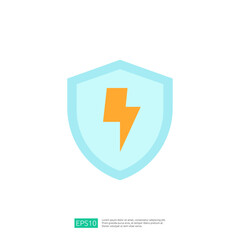 Poster - The image features a light blue shield with a lightning bolt symbol, representing protection against electrical hazards or energy-related issues.