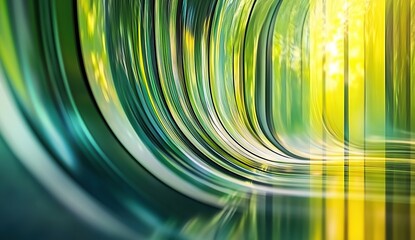 Poster - A background of green, yellow, and blue gradient lines forms an abstract pattern