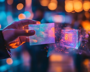 Poster - Futuristic Technology Hologram Display with Bokeh Lights