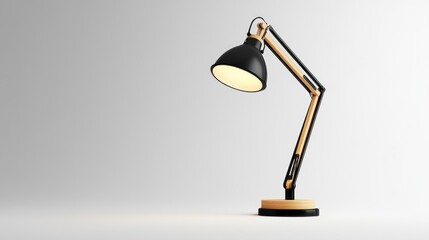 Wall Mural - Wooden desk lamp with black shade