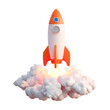 © Creative Haven - Toy flying rocket that leaves behind smoke. Isolated on transparent background.