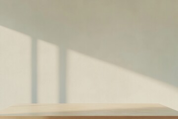Aufkleber - Minimalist Concrete Wall and Wooden Surface with Subtle Shadows in Soft Light