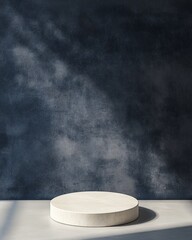 Aufkleber - Minimalist Luxury Podium on Dark Blue Velvet Background