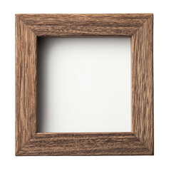 Wooden picture frame, empty space, white isolated background.