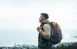 © Frank Coop/peopleimages.com - Profile, hiking and man with nature, travel and wellness with exercise, recreation and hobby. Healthy person, backpack or hiker with tourism, adventure and journey with cardio, explore or environment