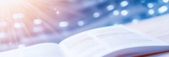 Poster - Open Book on Abstract Background – High-Quality, Illuminated, and Modern Visual Style for Educational and Literary Themes