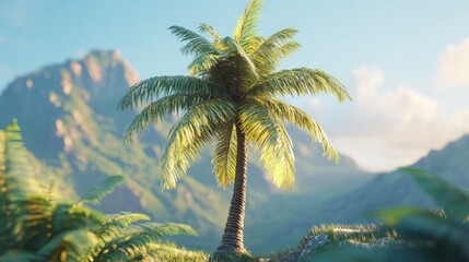 Wall Mural - A palm tree is the main focus of the image