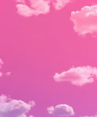 Wall Mural - a peaceful scene of a pink sky dotted with soft, white cumulus clouds, perfect for backgrounds and d