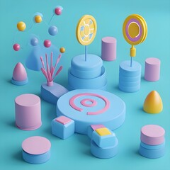 Poster - Colorful Abstract 3D Geometric Shapes Background