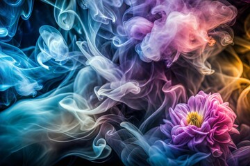 Wall Mural - abstract smoke texture surrounding flower ethereal art