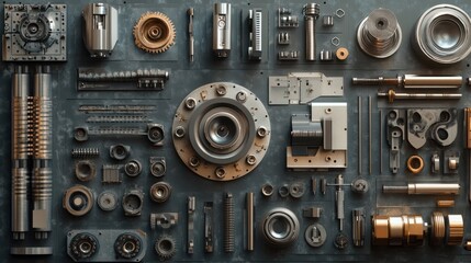 Poster - cnc industrial collage / industry collage of cnc milling machine