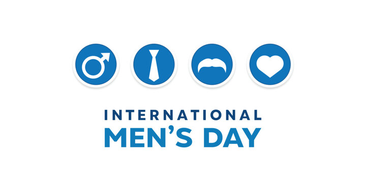 International Mens Day. Mens icon, tie, mustache and heart. Great for cards, banners, posters, social media and more. White background. 