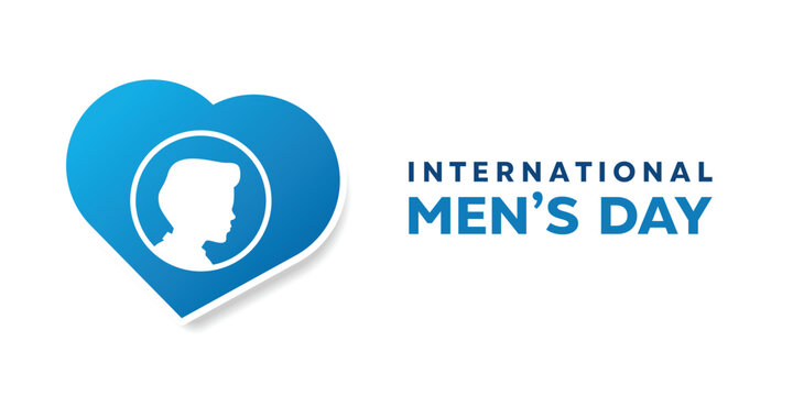 International Mens Day. Mens and heart. Great for cards, banners, posters, social media and more. White background. 