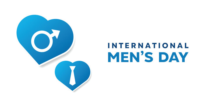 International Mens Day. Mens icon, tie and heart. Great for cards, banners, posters, social media and more. White background. 