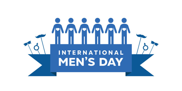 International Mens Day. Great for cards, banners, posters, social media and more. White background. 
