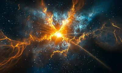 Sticker - Explosive Supernova with Fiery Cosmic Energy with ai generated.
