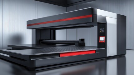 Poster - Metalworking CNC milling machine. Cutting metal modern processing technology.