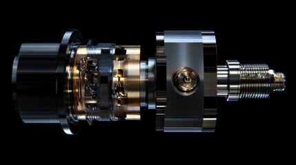 Poster - Precision milling CNC machine tool makes part.
