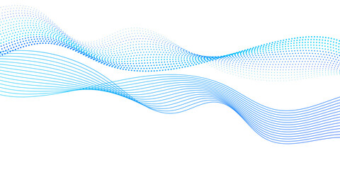 Poster - Abstract Blue Wave Lines on White Background. Vector Illustration