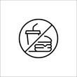 © InvisionFrameStudio - No fast food icon. An icon indicating the prohibition of fast food items like burgers and sodas, commonly associated with unhealthy dietary choices. For use in health education. Vector illustration