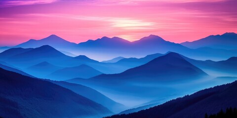 Wall Mural - Mountain Range at Sunset