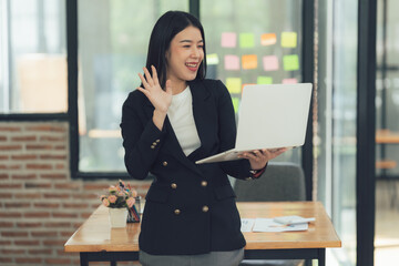 Businesswoman Video Conference Hello 