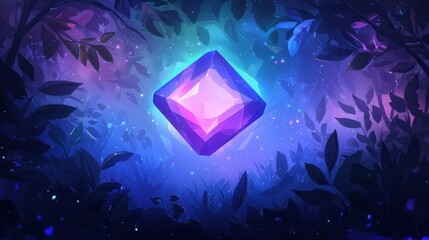 Sticker - Glowing Crystal in a Mystical Forest.