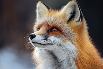 Wall Mural - Close-up Portrait of a Red Fox with Alert Expression