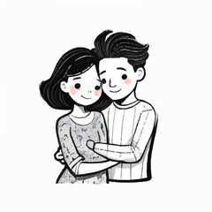 cute couple doodle style illustration