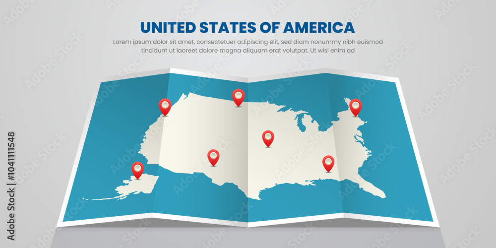 united states of america map travel with pin tag location design ...