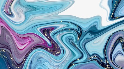 Wall Mural - abstract marble alcohol ink background with fluid texture, gold design elements on colorfull design,