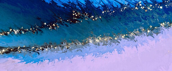 Wall Mural - abstract fluid art painting with alcohol ink, liquid design illustration, gold veins, paths, kintsug