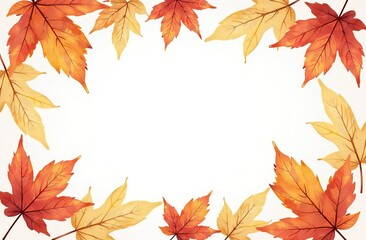 Wall Mural - Autumn background with watercolor leaves and white space for text, beautiful autumn background with copy feminine spaces for decoration and design on the theme of fall season and nature