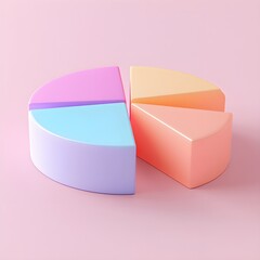 Poster - Pastel Colored Pie Chart on Pink Background