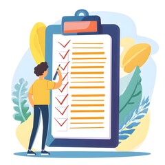 Poster - Man Checking Off To Do List on Clipboard