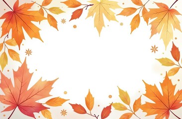 Wall Mural - Autumn background with watercolor leaves and white space for text, beautiful autumn background with copy feminine spaces for decoration and design on the theme of fall season and nature