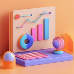 Poster - 3D Colorful Business Data and Charts