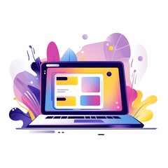 Poster - Laptop with Abstract Background Design