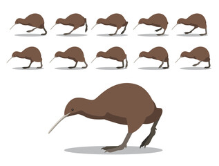 Wall Mural - Kiwi Bird Running Animated Animation Sequence Cartoon Vector