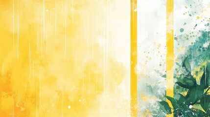 Poster - Rainy Day Abstract Mosaic Pattern With Transparent Window And Splashing Weather Watercolor Yellow Texture Design For Trendy Banner Or Poster Vector Illustration
